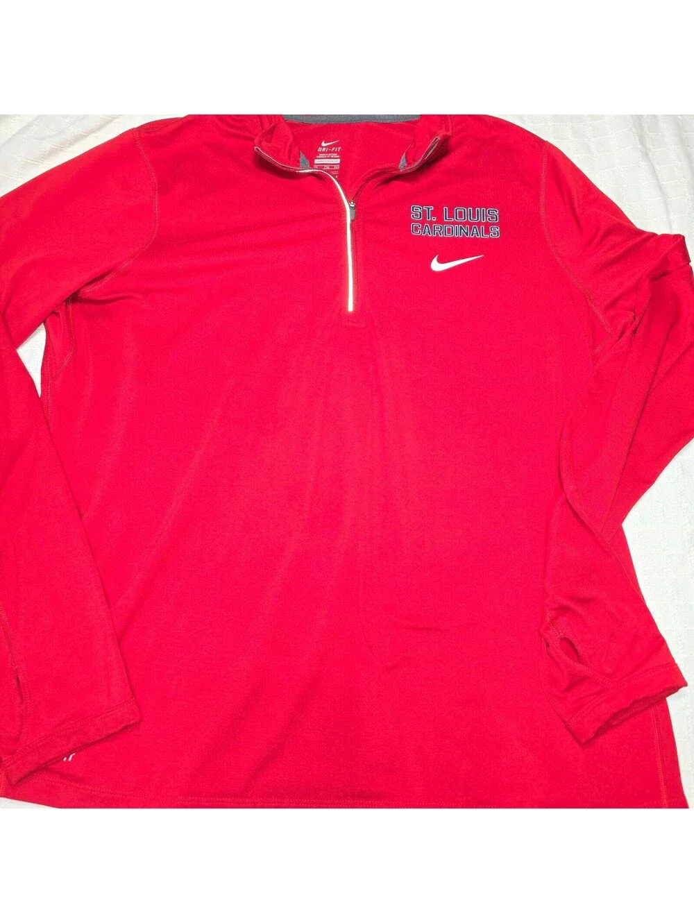 Nike Dri-FIT St. Louis Cardinals 1/4 Zip Pullover Red Mens XXL Thumbholes MLB